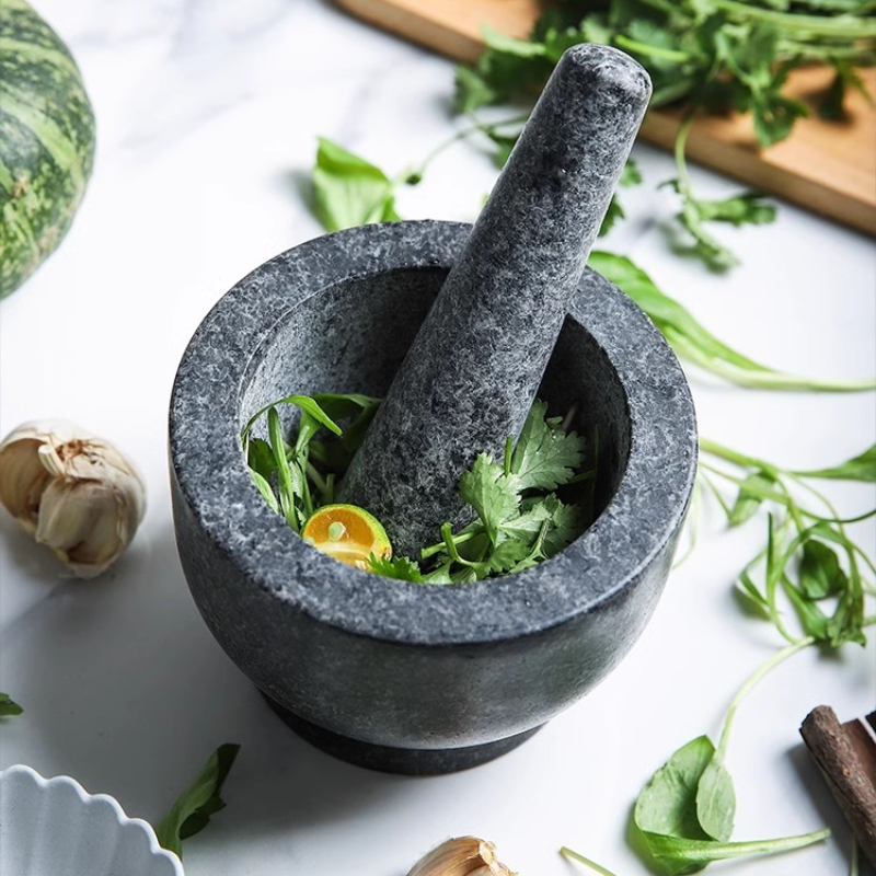 Mortar Pestle Granite - Conjunto de argamassa e pilão, tigela