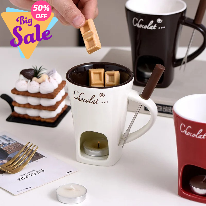 Fondue Pot Ceramic - Caneca de fondue de chocolate 130ml,