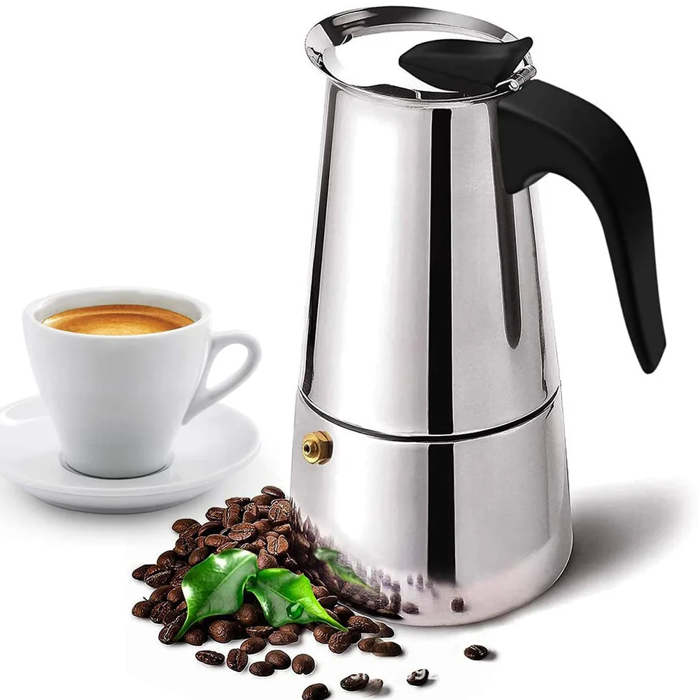 Home Cooking Appliances - Cafeteira moka de aço inoxidável premium,