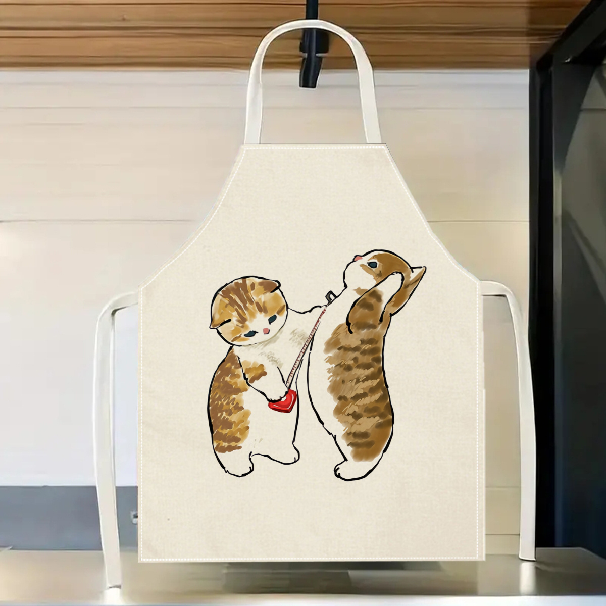 Home Cooking For Cats - Avental de linho com estampa de