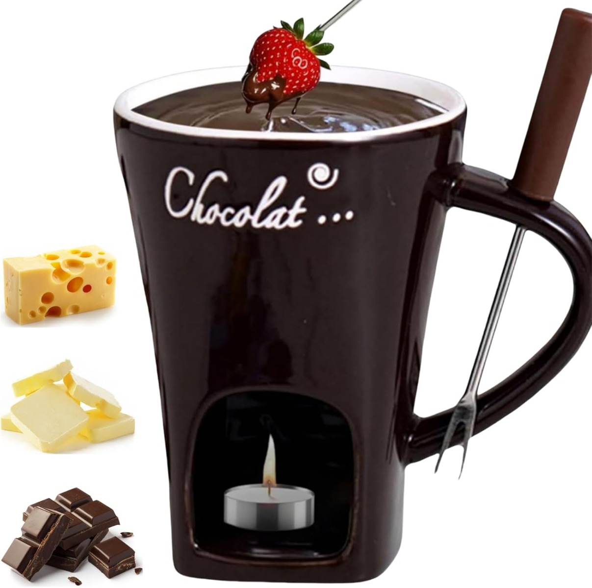 Fondue Pot Ceramic - Caneca de Fondue de Chocolate Multifuncional