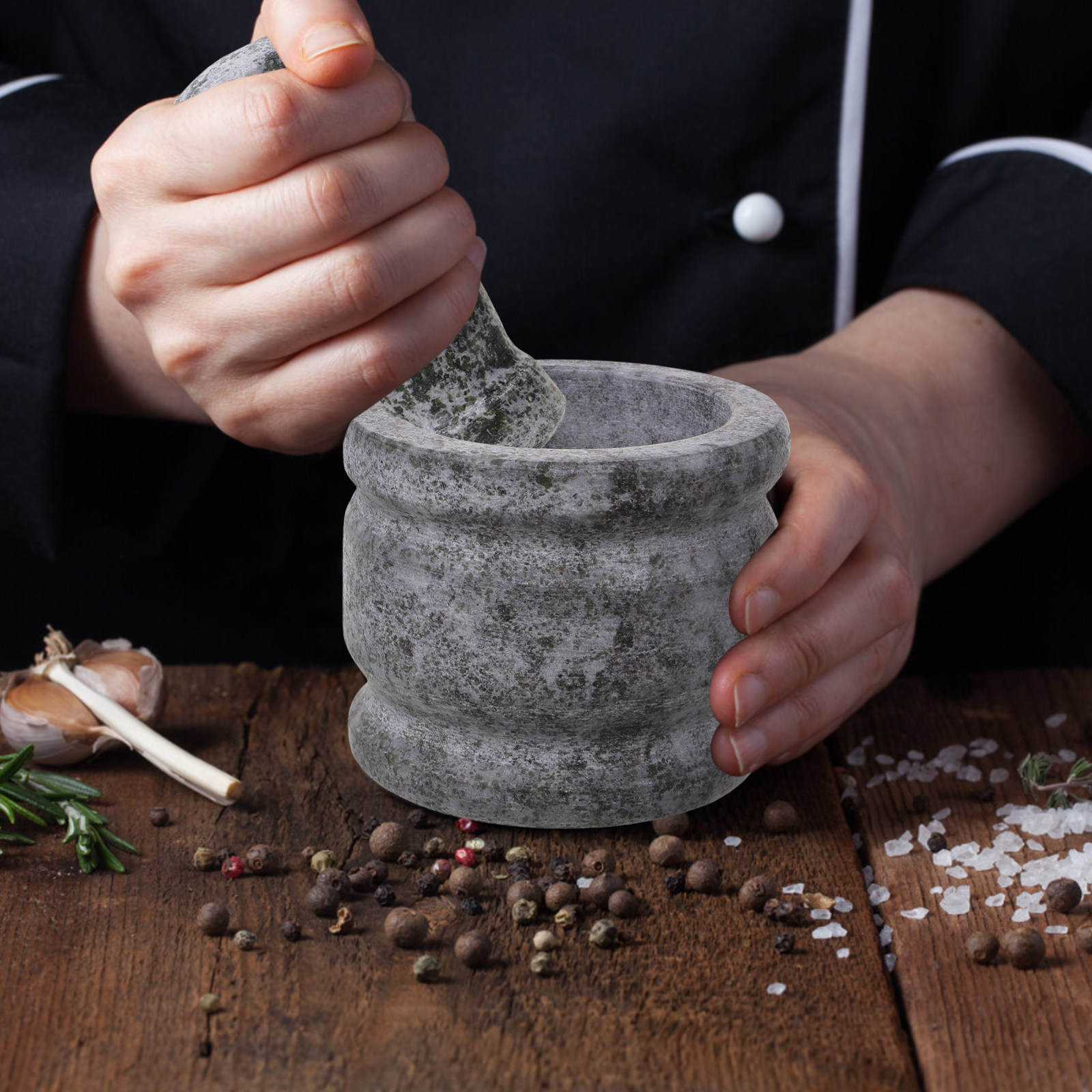 Mortar Pestle Granite - Conjunto de Moedor e Pilão de