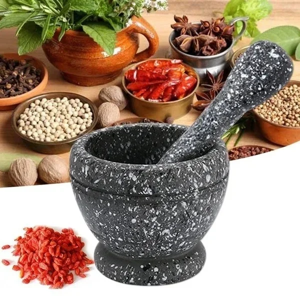 Mortar Pestle Granite - Resina setmortar e pilão alho erva