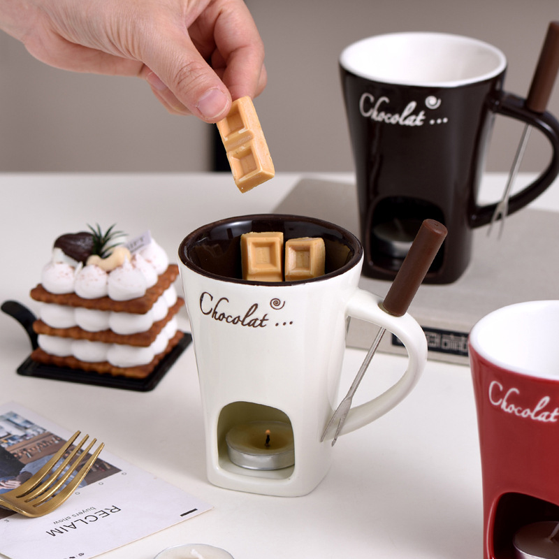 Fondue Pot Ceramic - Caneca de fondue queijo manteiga derreter