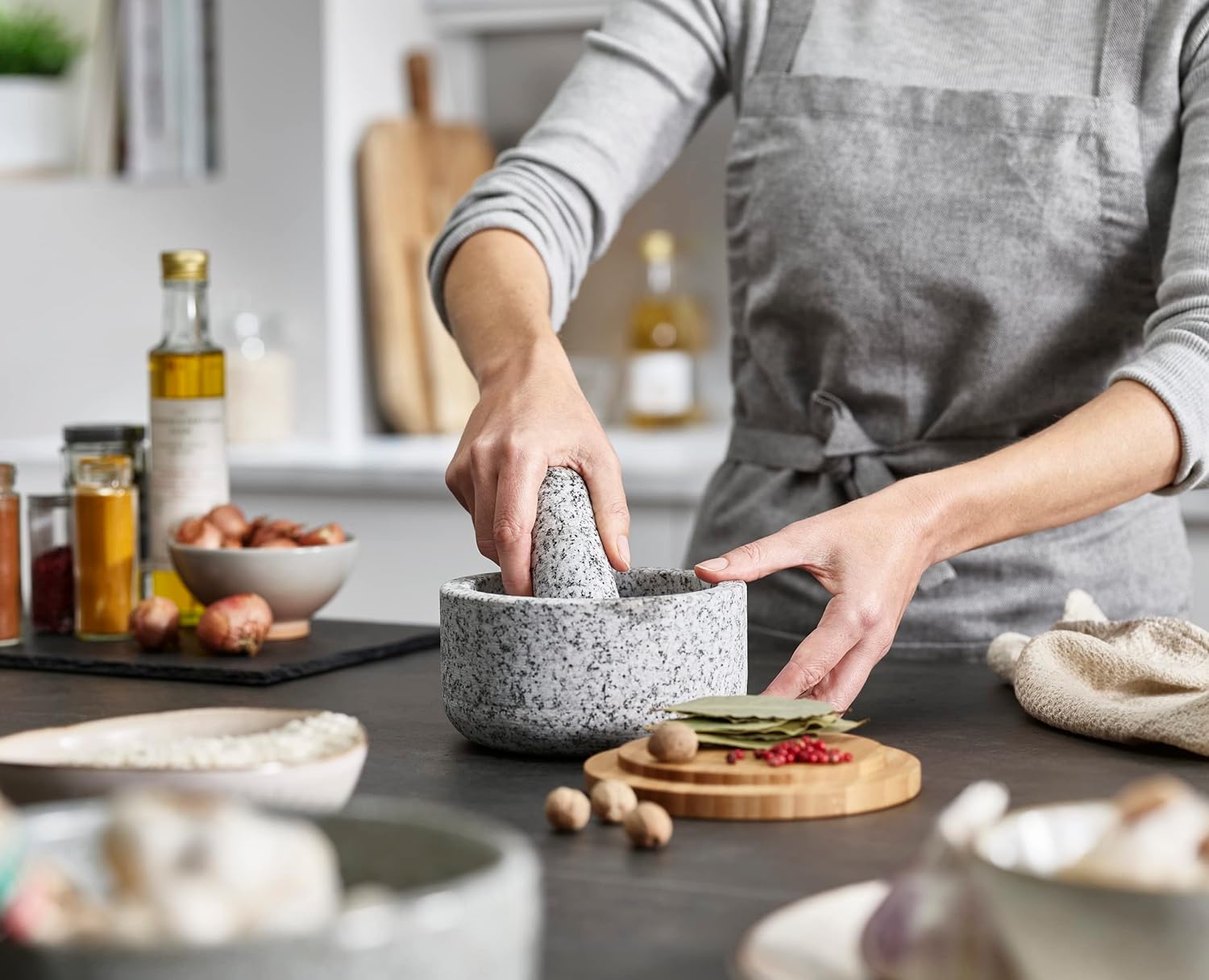 Pilão de granito com capa de b - Mortar Pestle Granite avaliação e preço