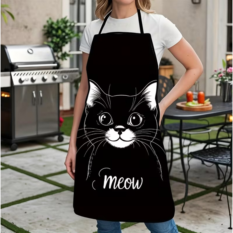 Avental com estampa de gato pr - Home Cooking For Cats avaliação e preço