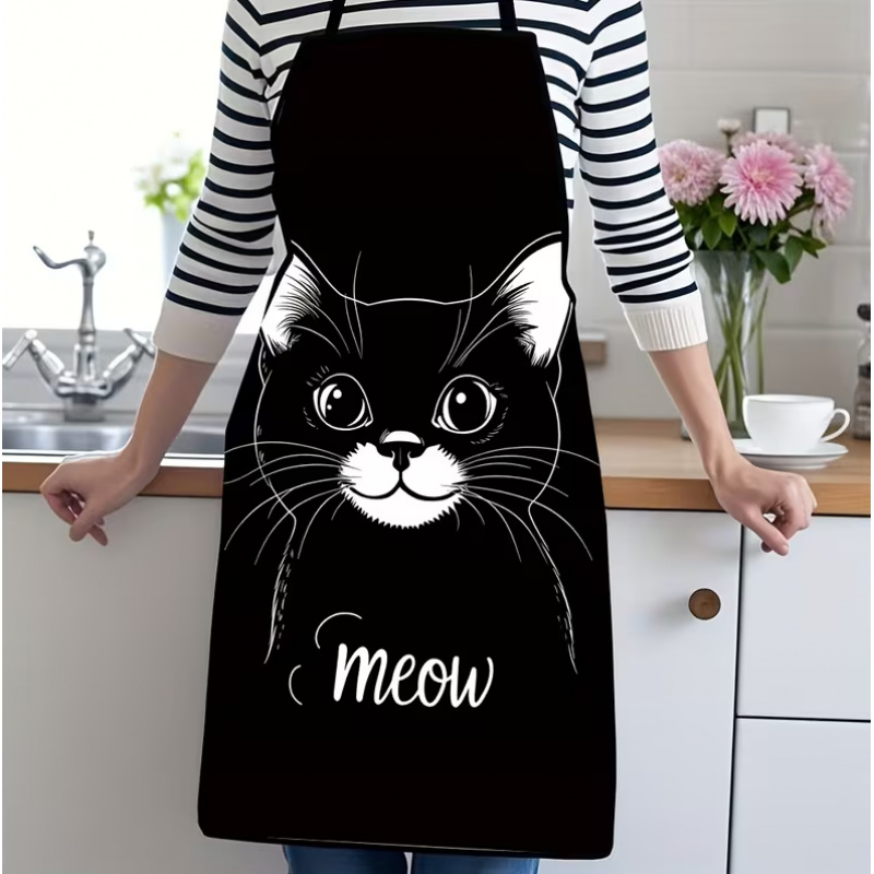 Avental com estampa de gato pr - Home Cooking For Cats avaliação e preço