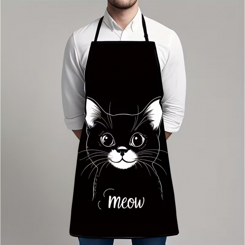 Avental com estampa de gato pr - Home Cooking For Cats avaliação e preço