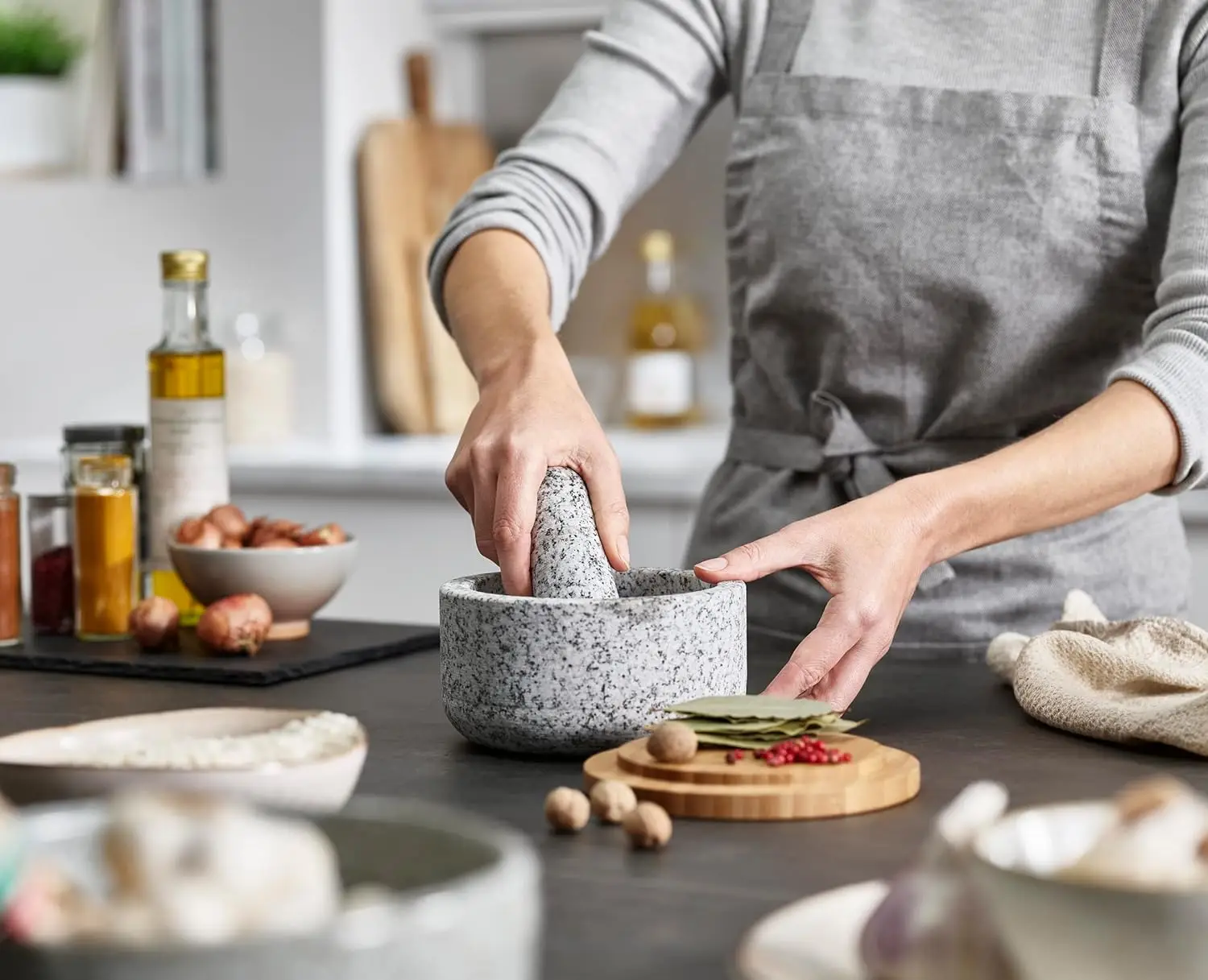 Pilão de granito com capa de b - Mortar Pestle Granite avaliação e preço