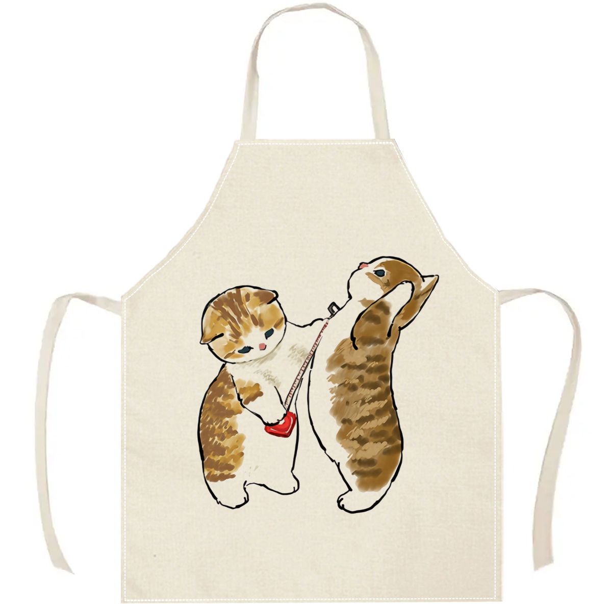 Avental de linho com estampa d - Home Cooking For Cats avaliação e preço
