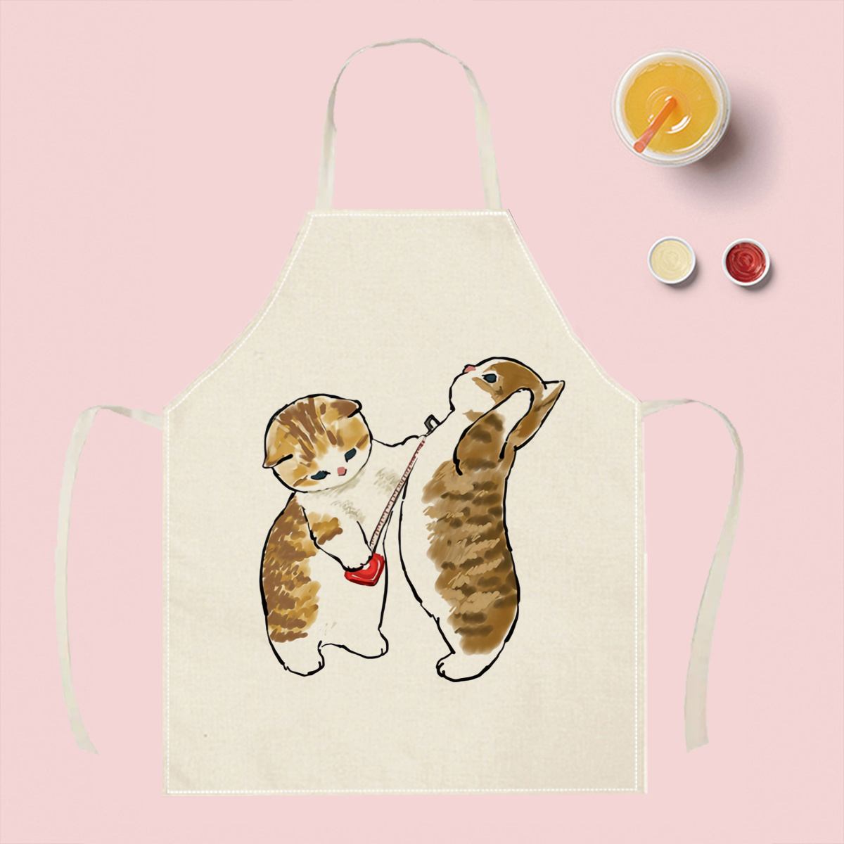 Avental de linho com estampa d - Home Cooking For Cats avaliação e preço