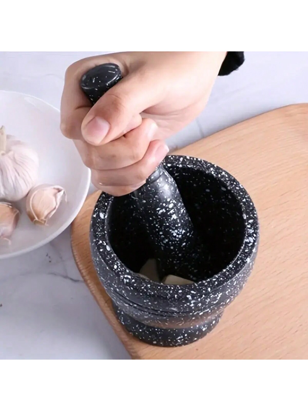 Prensa de alho com textura de  - Mortar Pestle Granite avaliação e preço