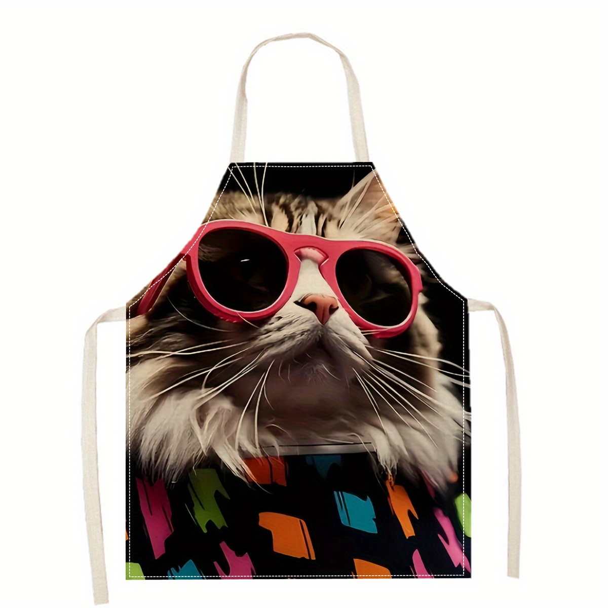Avental de Linho com Estampa E - Home Cooking For Cats avaliação e preço
