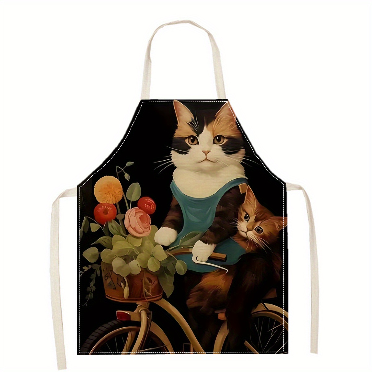Avental de Linho com Estampa E - Home Cooking For Cats avaliação e preço